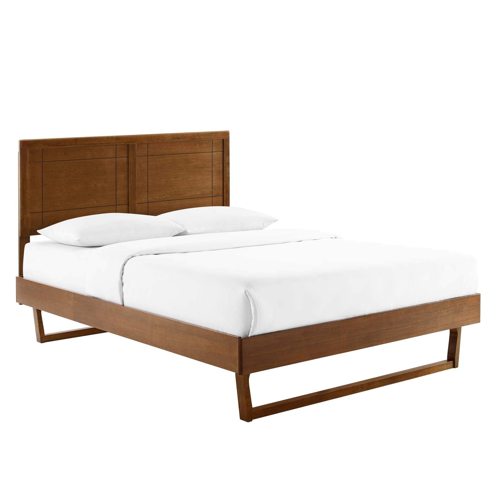 Modway Mod-6625-Wal Marlee Full Wood Platform Bed With Angular Frame, Walnut
